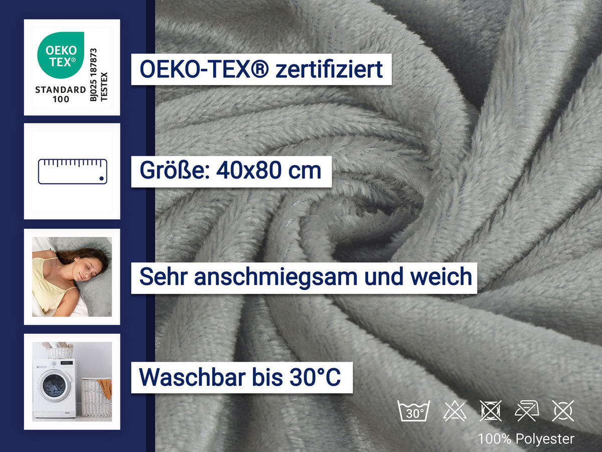 KISSENBEZUG, 2er-Set, 40x80 cm, 100% Polyester - Anthrazit, Textil (40/80cm) - Zollner