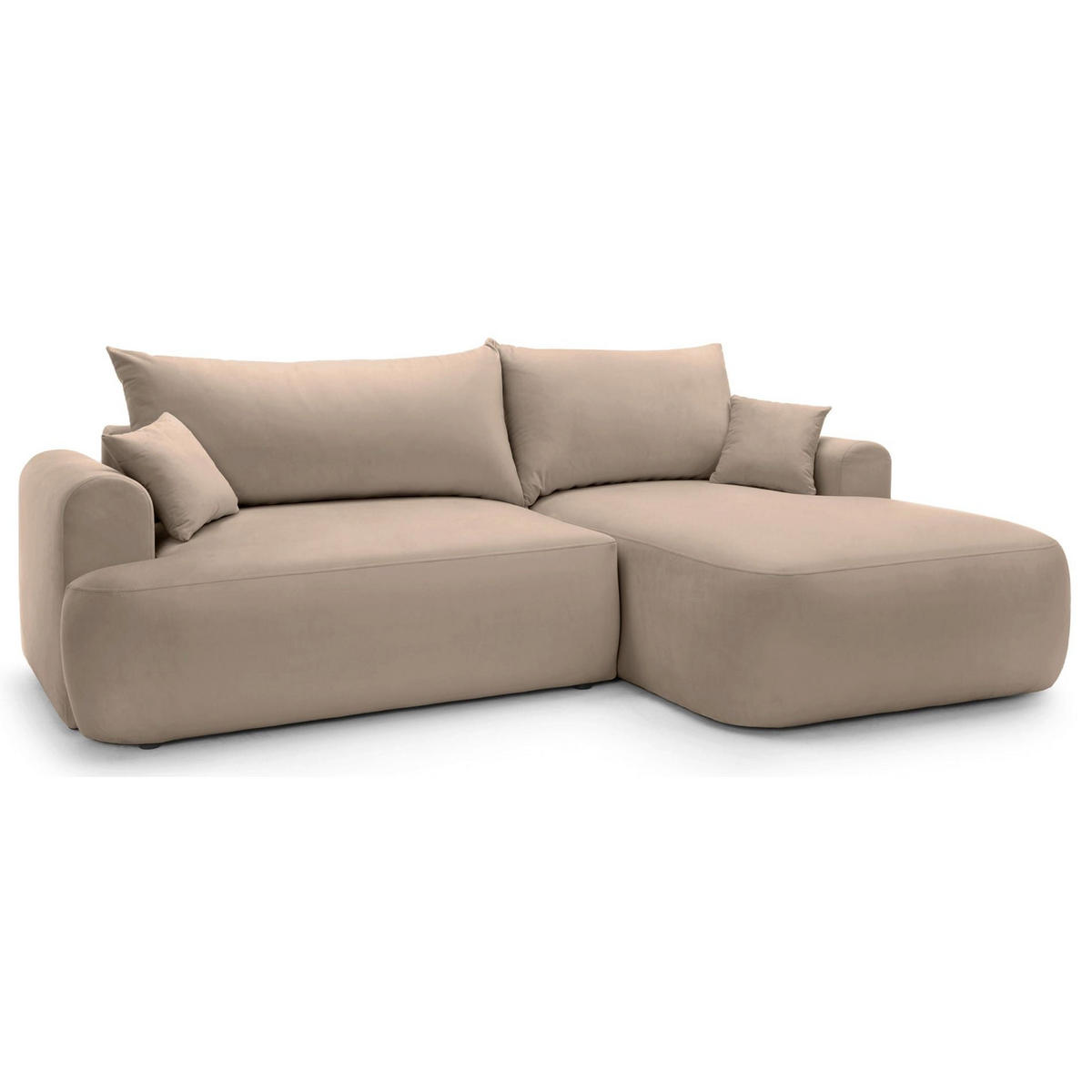 ECKSOFA Ovo Beige mit wasserabweisendem Samtbezug - Beige/Schwarz, Kunststoff/Textil (165/260cm) - Selsey