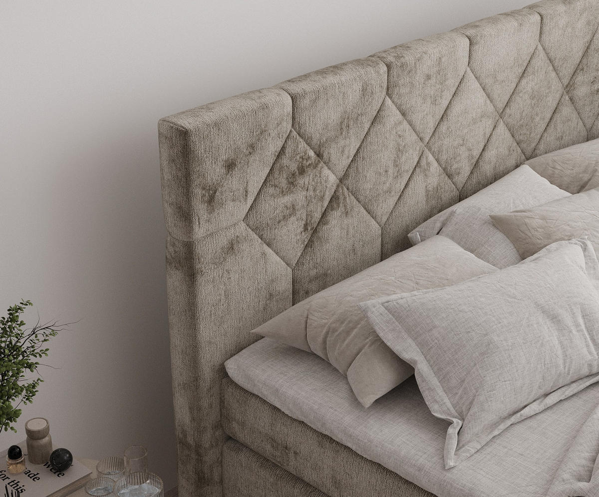 BOXSPRINGBETT Toma Beige 200/200 cm - Beige/Schwarz, Holz/Holzwerkstoff (200/200cm) - Maison de Reve