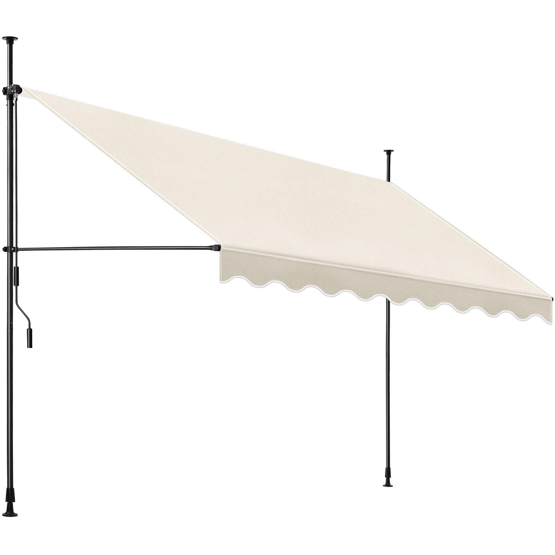 KLEMMMARKISE MIT HANDKURBEL , wasserabweisend, beige - Beige, Textil (350/304/180cm) - tectake