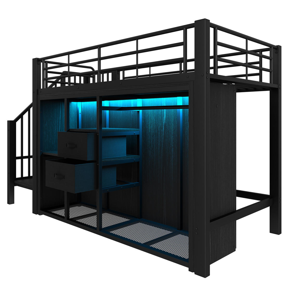 HOCHBETT aus Metall 90x200 cm in Schwarz mit LED-Beleuchtung - Schwarz, Metall (90/200cm) - Modfu