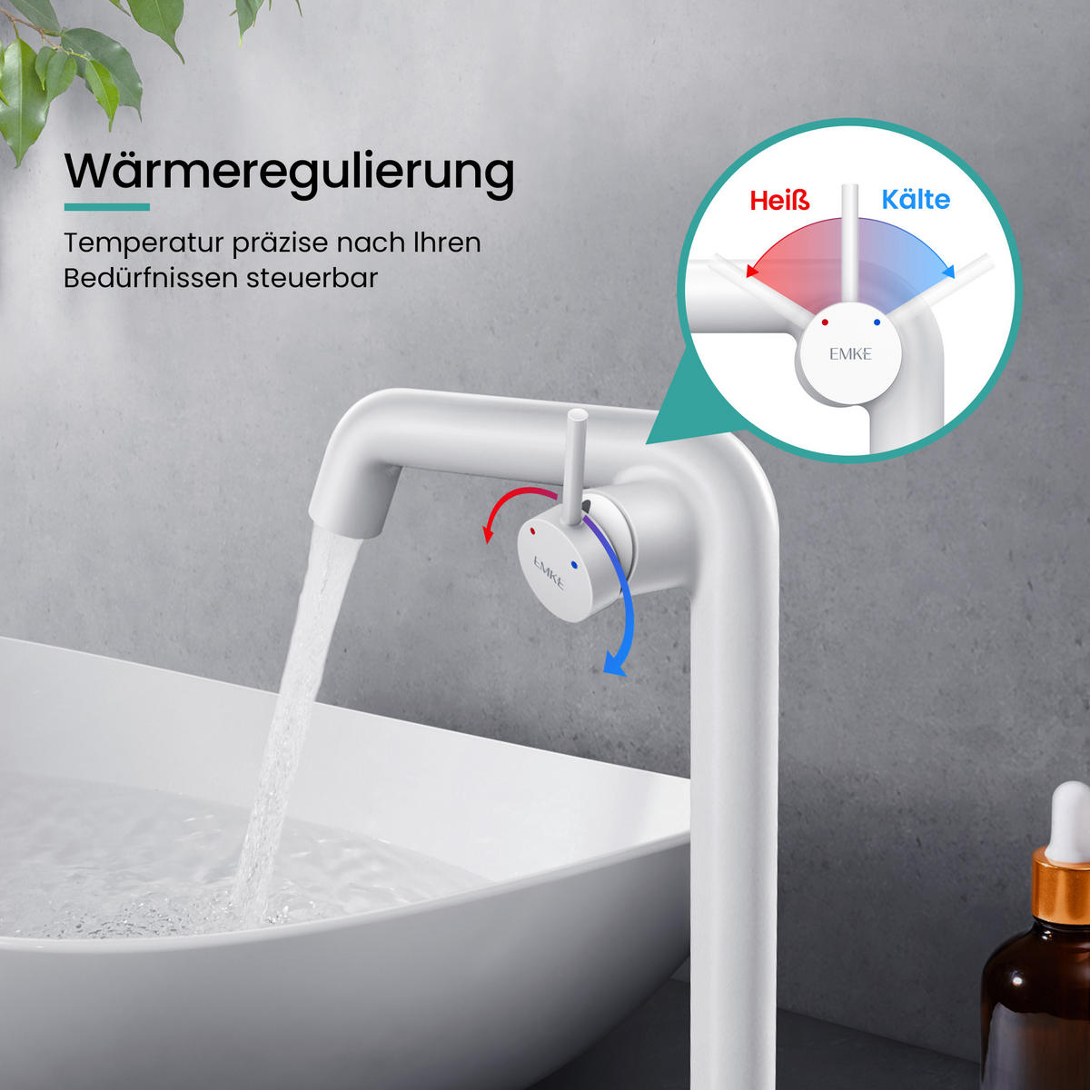 WASCHTISCHARMATUR Wasserzulaufrohr aus Edelstahl Weiß Matt 26cm - Weiß, Metall (22/7.6/33.2cm) - EMKE