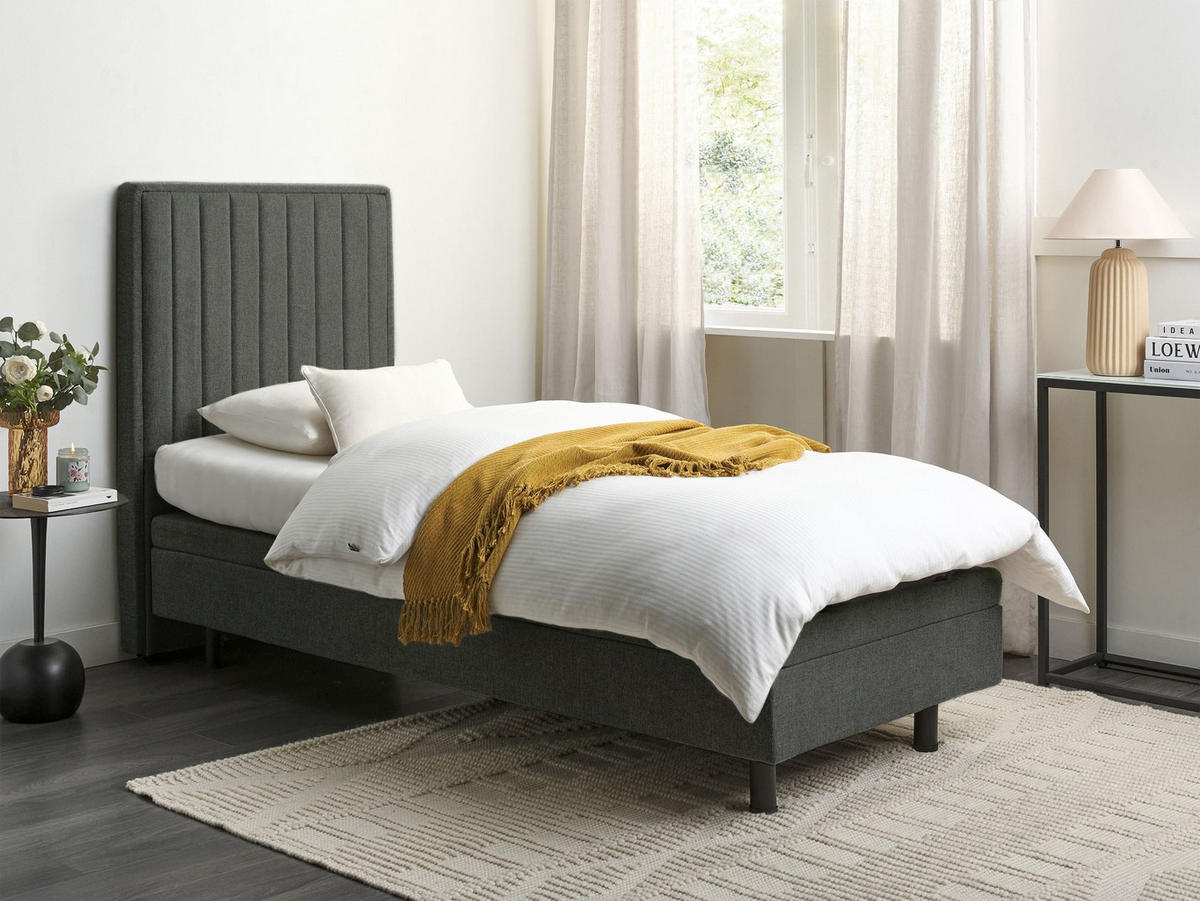 POSTEL nastavitelná 80/200 cm Látka Tmavě šedá Castellan - tmavě šedá, textil (80/200cm) - Beliani
