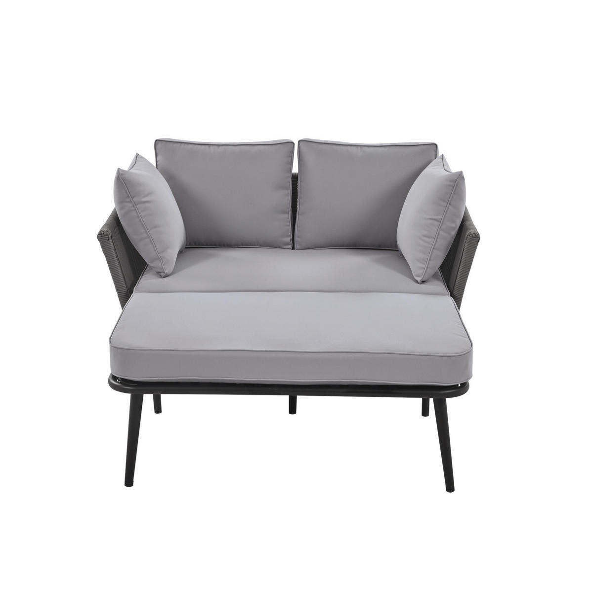 SONNENLIEGE 130/120/67 cm grau aus Polyester und Stahl mit abnehmbaren waschbaren Kissen - Grau, Kunststoff (120/67/130cm) - OKWISH