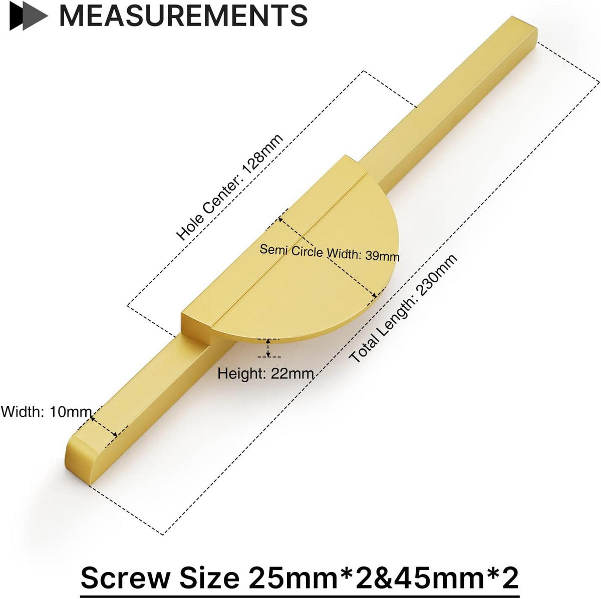 MÖBELGRIFF 2er-Set 128 mm - Goldfarben, Metall (0.4/1/2.3cm)