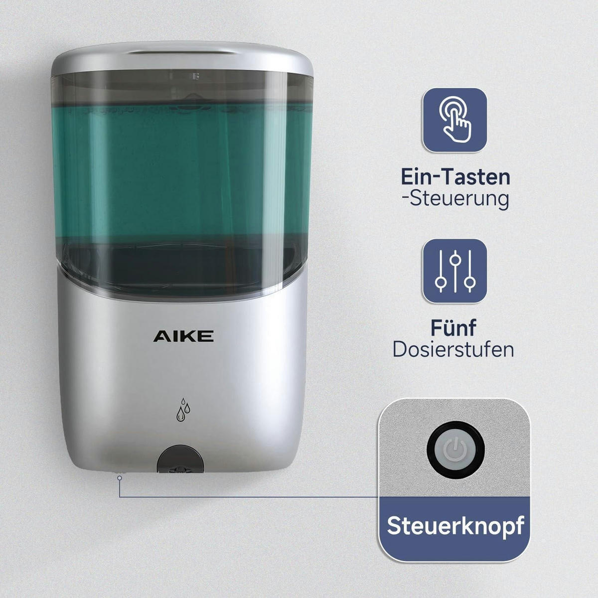 SEIFENSPENDER Automatisch Wandmontage 650 ml Silber - Silberfarben, Kunststoff (10.6/20/11.7cm)