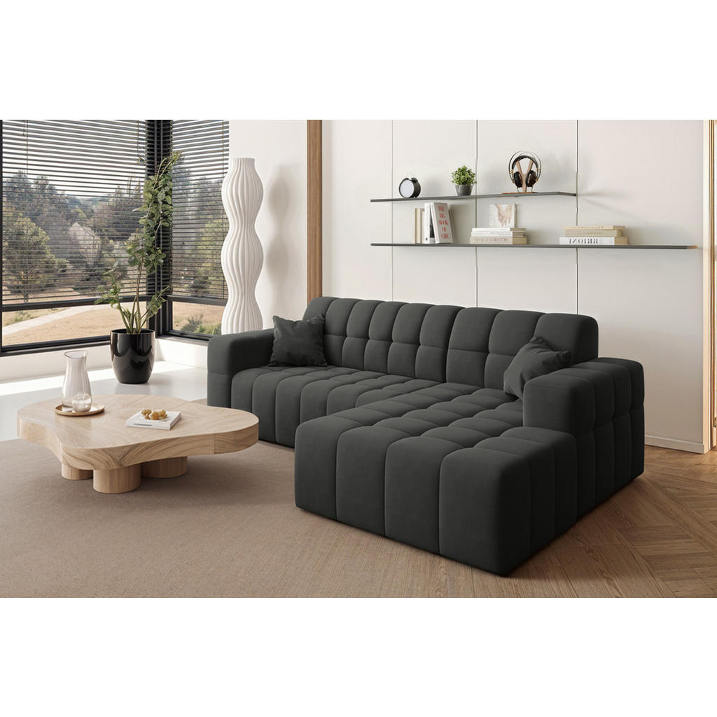 Thumbnail - Kaiser Möbel Ecksofa, Schwarz, Textil, 4-Sitzer, L-Form, Ottomane links, Ottomane rechts,L-Form, 265x168 cm, Wohnzimmer,...