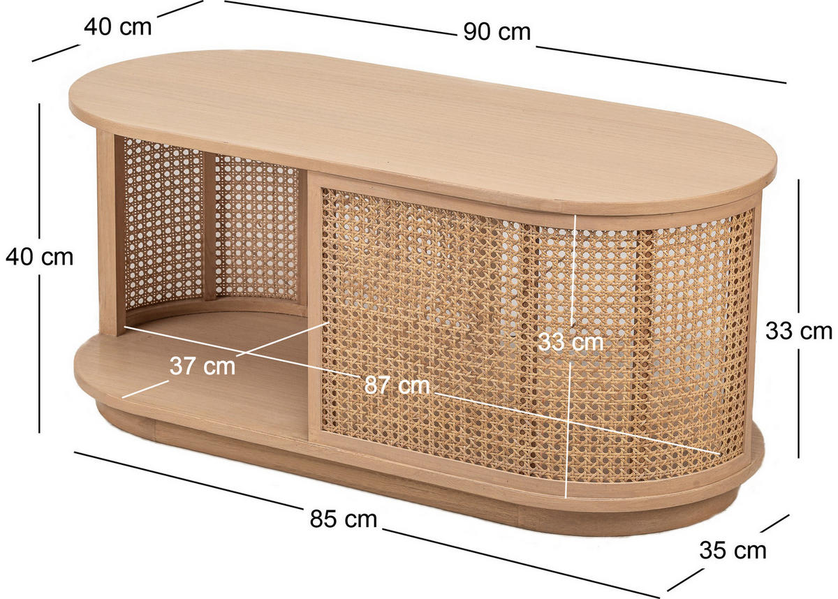 COUCHTISCH Rund Braun 90 x 40 x 40 cm - Braun, Holz (40/90/40cm) - Nordlys