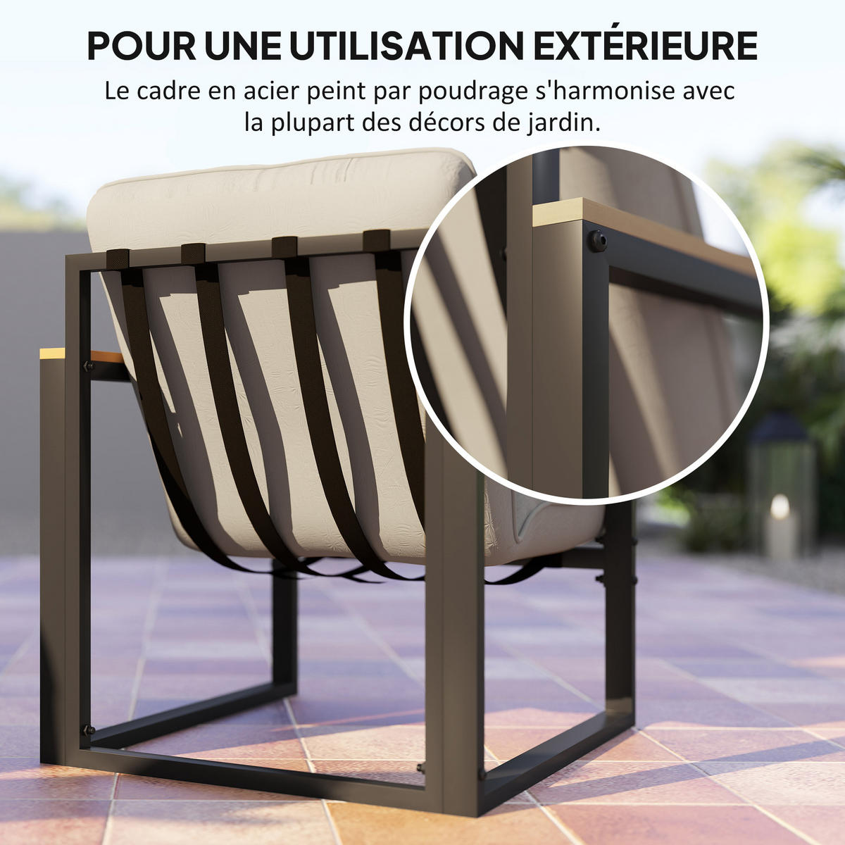 GARTENLOUNGE-SET 4-teilig DE-13425 2 Sessel + Sofa mit Tisch Grau - Hellgrau, Metall - ComfortXL