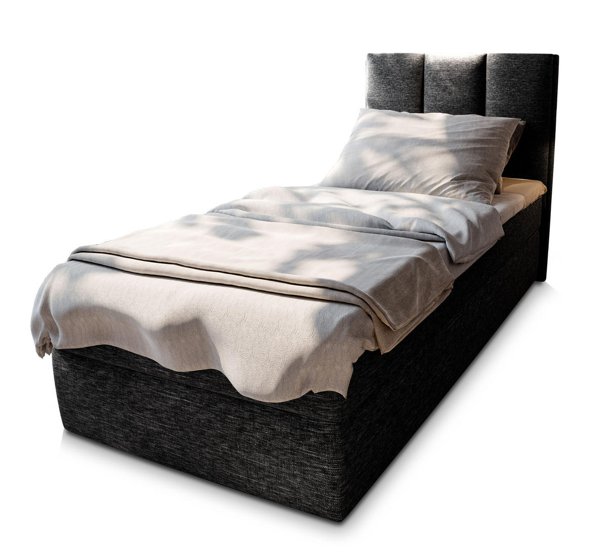 POSTEL BOXSPRING MERIL 100x200 cm, s matrací a úložným prostorem, černá - černá, kompozitní dřevo/textil (100/200cm) - MASSENO