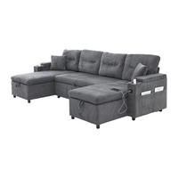 SCHLAFSOFA 4-Sitzer mit Chaiselongues, USB und Stauraum, Schwarz - Grau, Textil (272/86/136cm)
