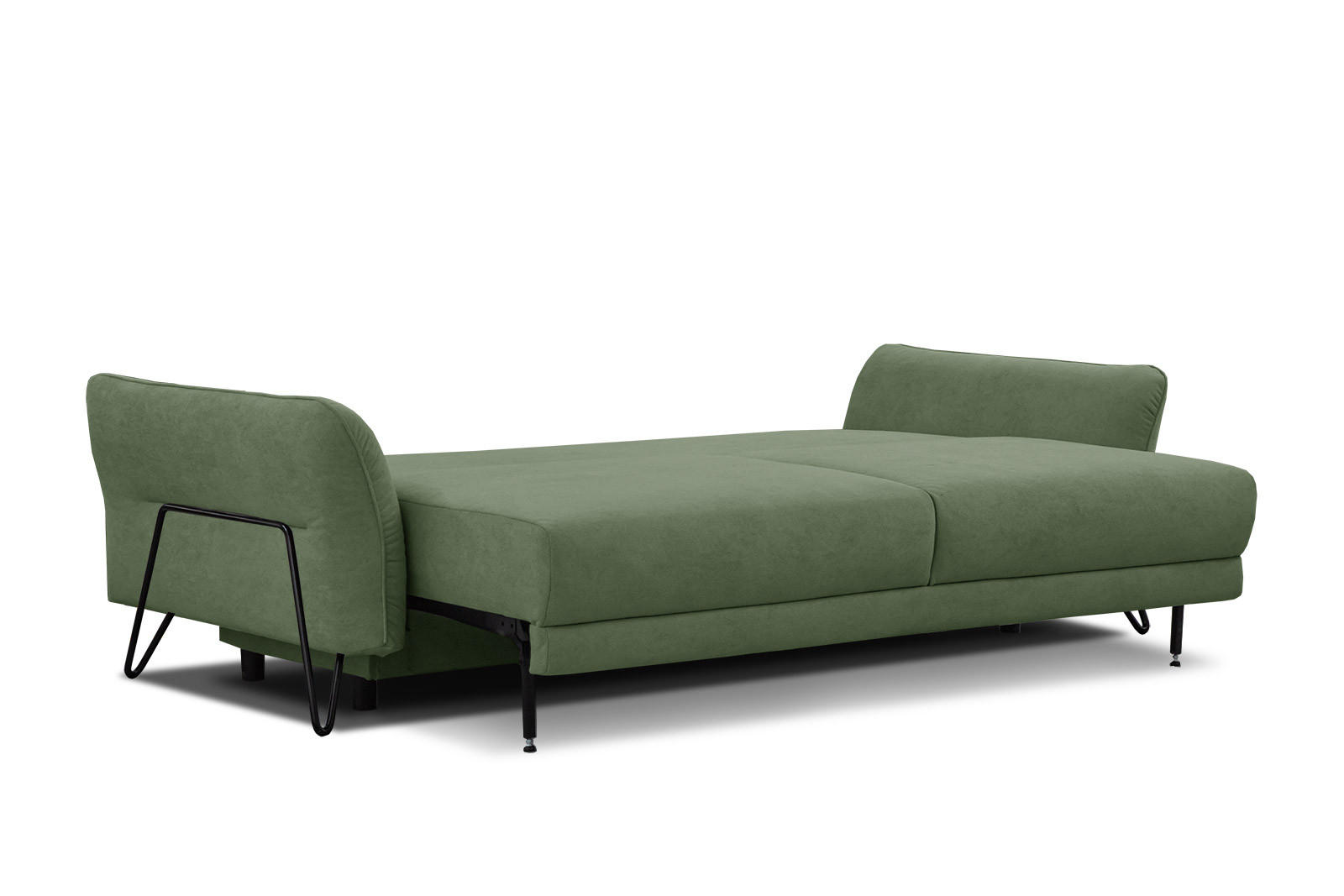 SOFA LOREM 3-Sitzer mit Schlaffunktion, grün - Schwarz/Grün, Holz/Textil (232/90/107cm) - Courtois Laville
