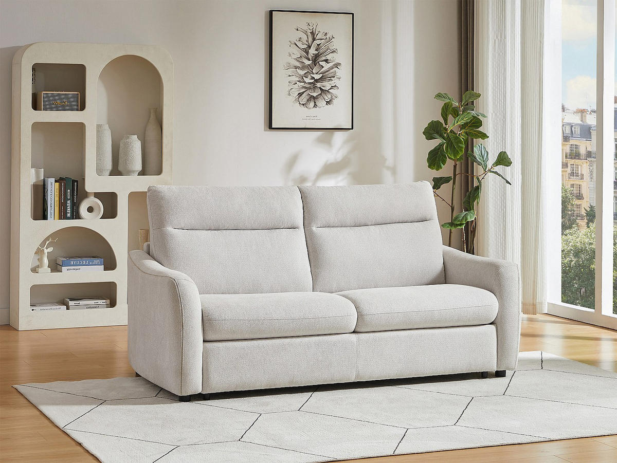 SCHLAFSOFA Express 3-Sitzer - Stoff Beige - SOVANIA - Beige, Textil (193/99/99cm) - Vente-Unique