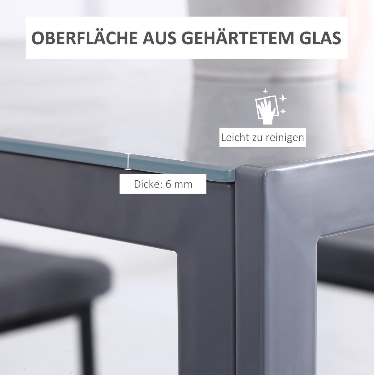 ESSTISCH für 4 Personen 75 x 75 cm Grau - Grau, Metall (75/75/75cm) - Meubliv