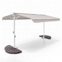 DOPPELSCHRÄGMARKISE 3x4m mit 4 Gewichtsplatten, Weiß - Weiß, Metall (300/250/400cm) - Oviala