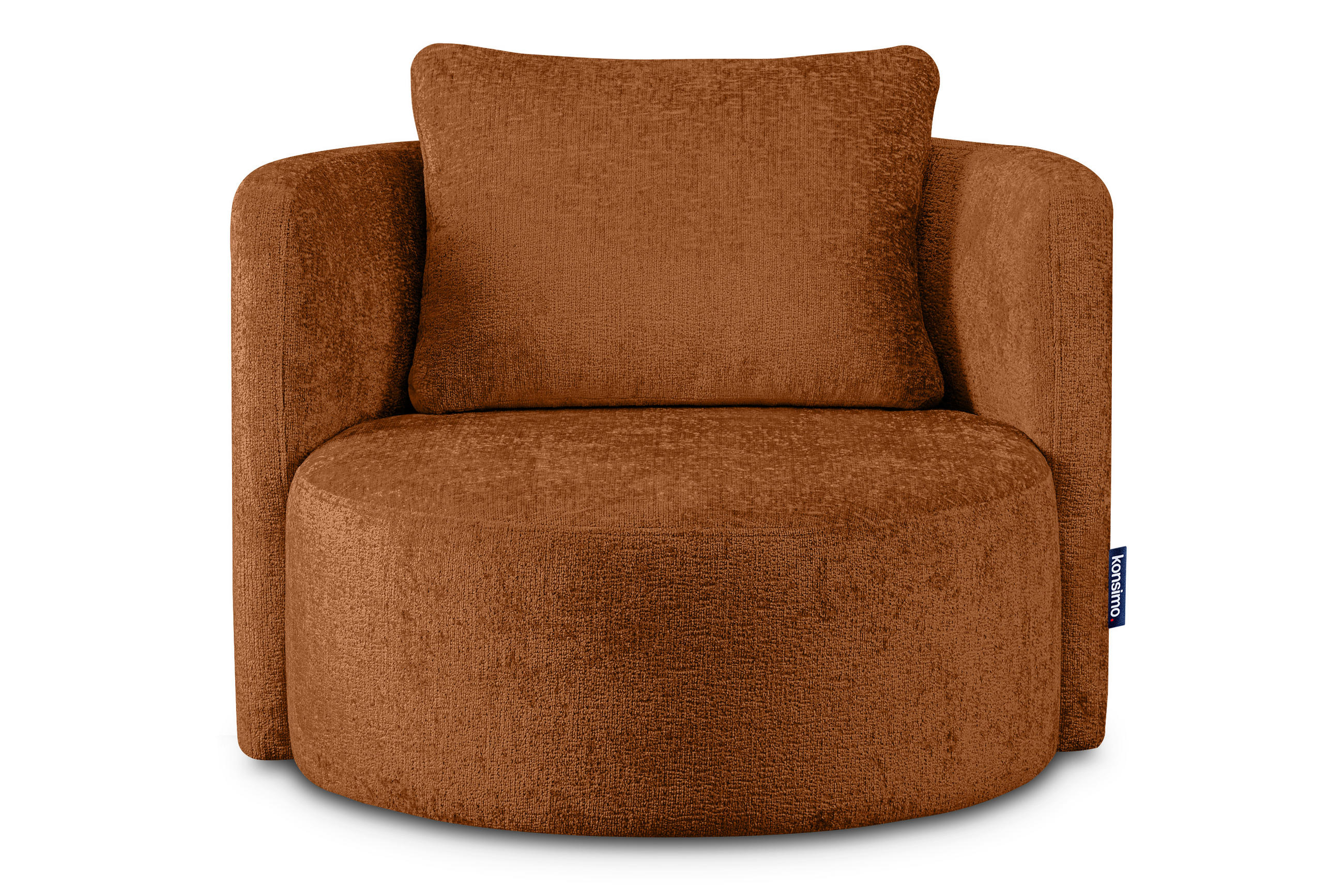 DREHSESSEL-SET RAGGI inkl. Sitzhocker, Chenille-Stoff, orange - Orange, Textil (92/75/80cm) - KONSIMO®