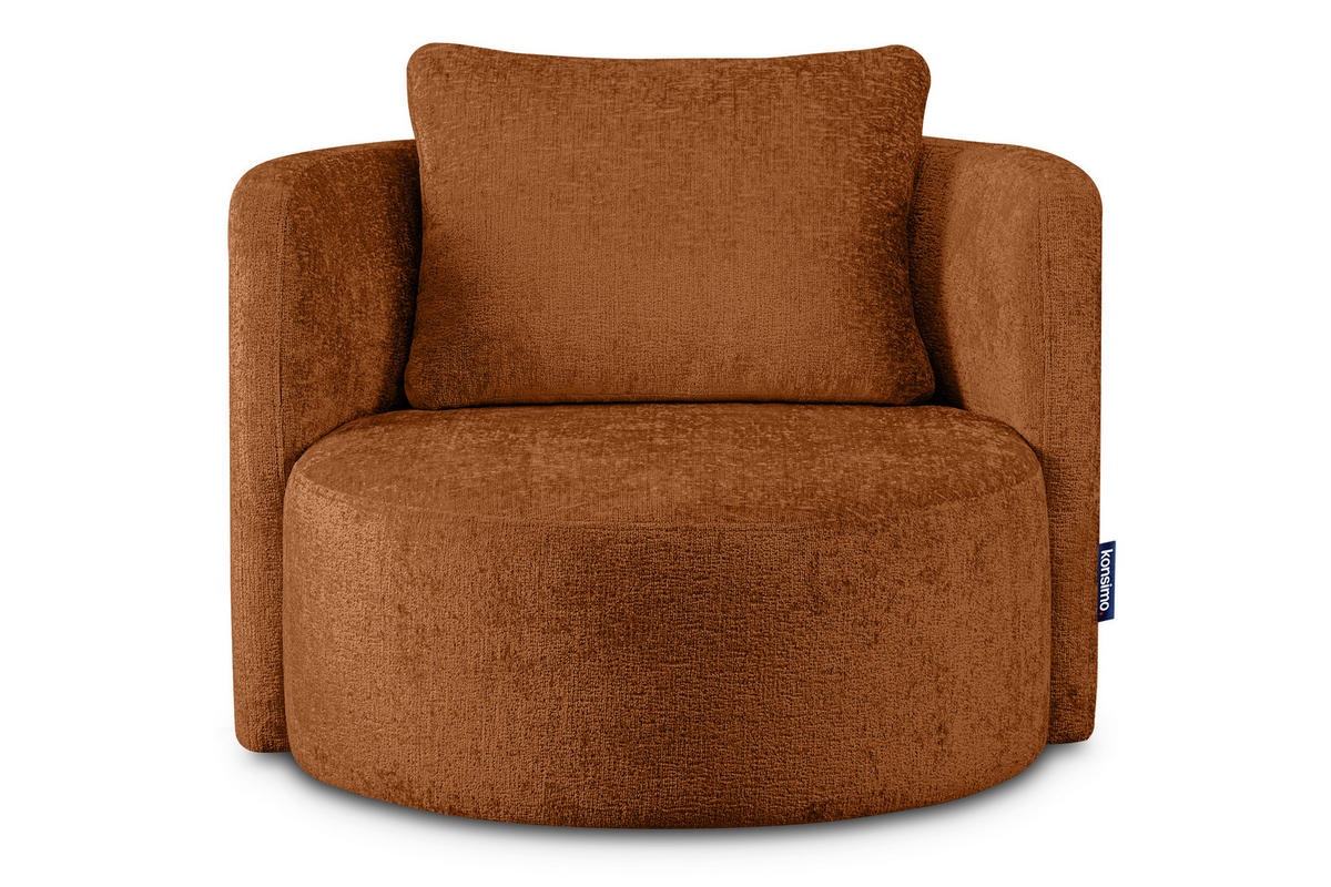 DREHSESSEL RAGGI 360° Drehfunktion mit inklusive dekorativem Kissen, Rot - Rot, Textil (92/75/94cm) - KONSIMO®