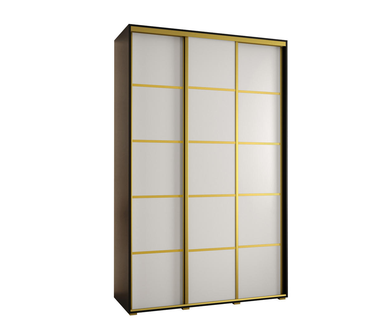 SCHWEBETÜRENSCHRANK 235,2/160/45 3-türig - Goldfarben/Schwarz, Holz/Metall (160/235/45cm) - Abiks Möbel