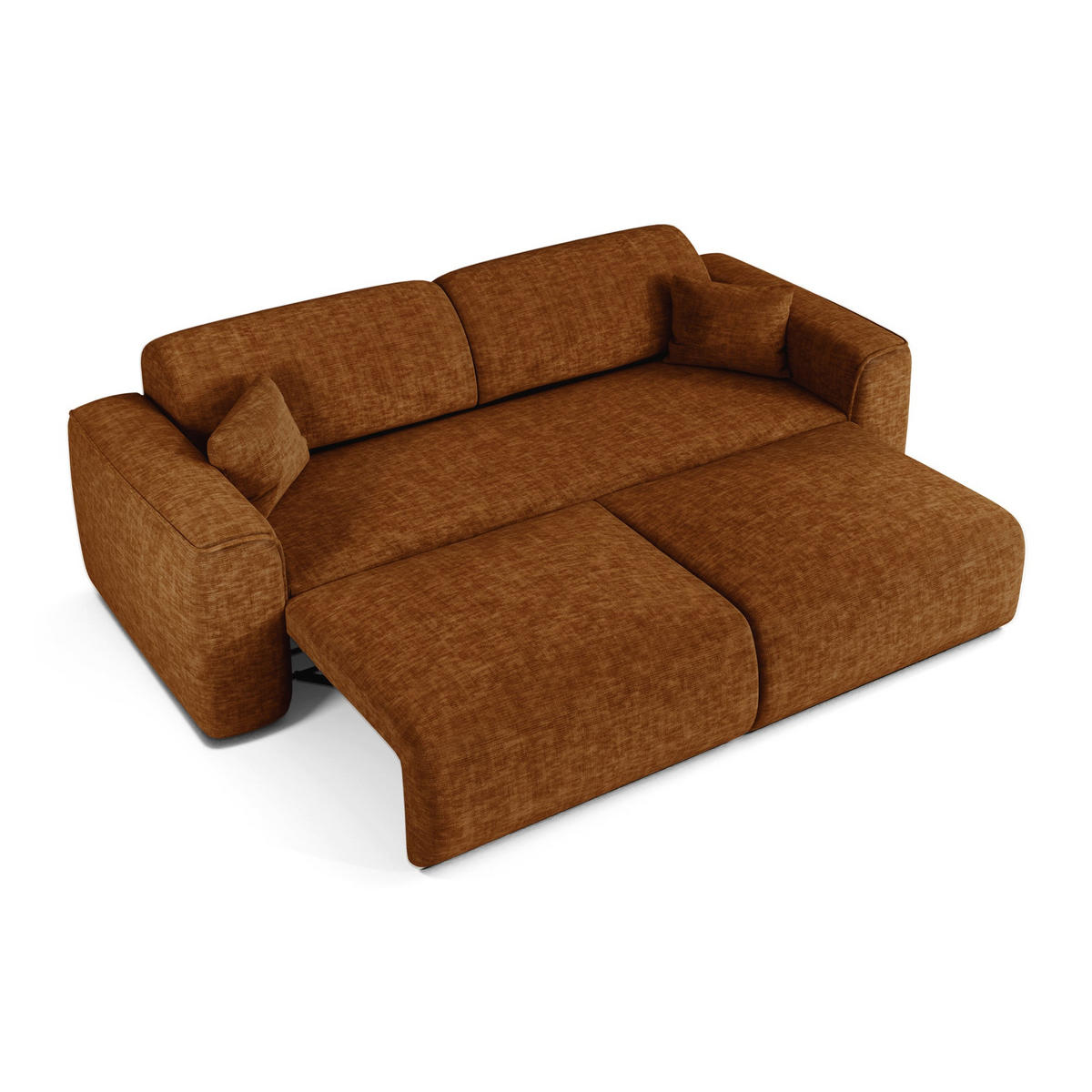 SCHLAFSOFA GERADE Texturierter Samt Braun 240cm - Braun, Textil (240/73/97cm) - Sia Home