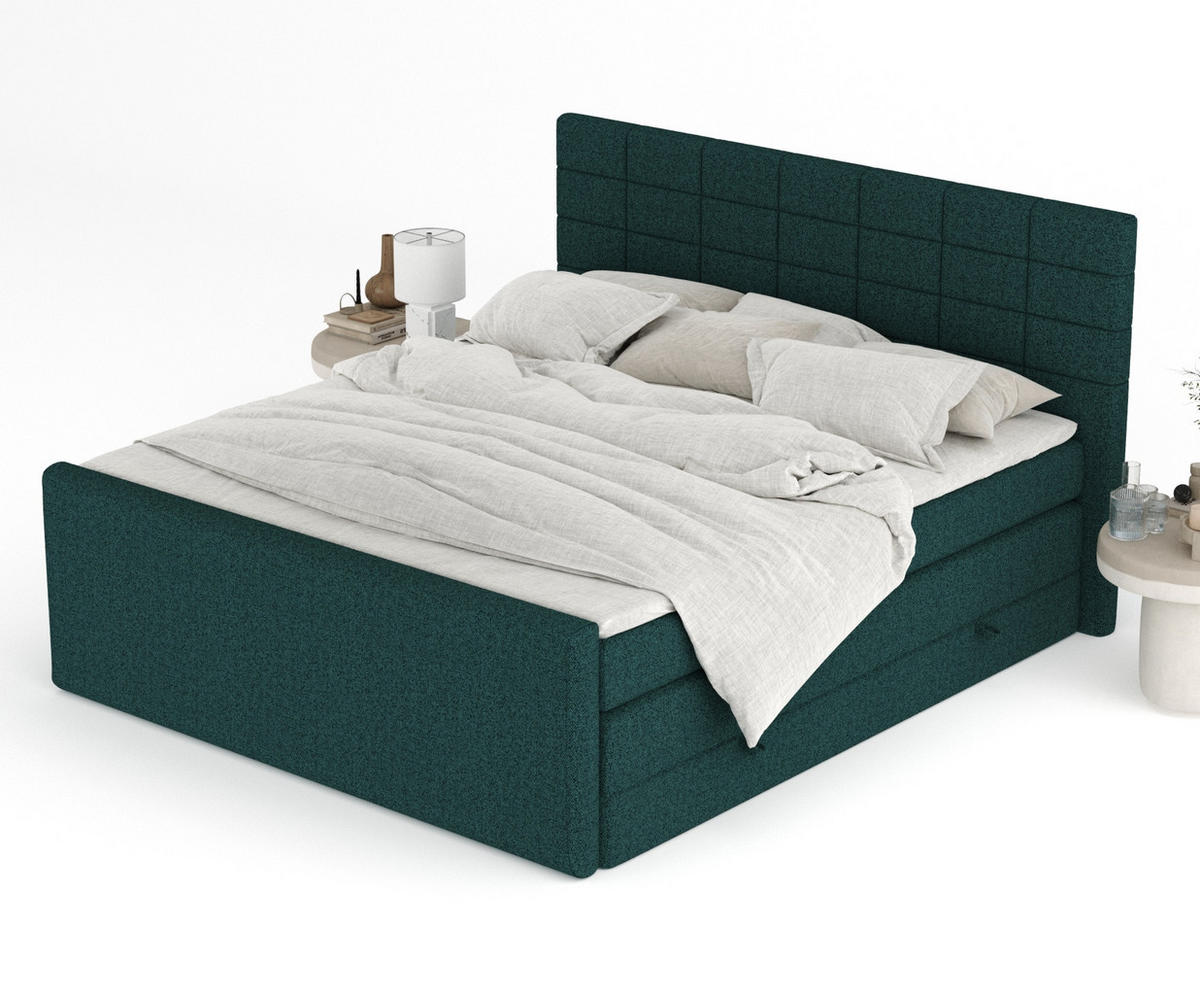 BOXSPRINGBETT Ava Grün 160/200 cm - Schwarz/Grün, Holz/Holzwerkstoff (160/200cm) - Maison de Reve