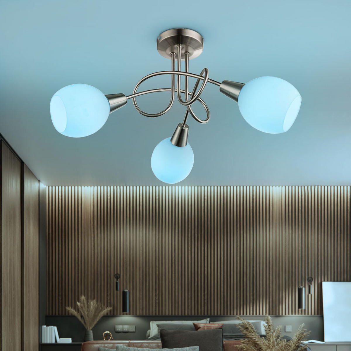 LED DECKENLEUCHTE Weiß mit Fernbedienung - Weiß, Glas (40.5/40.5/25.5cm) - Globo Lighting