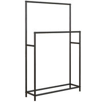 HANDTUCHSTÄNDER 66x20x110 cm Schwarz aus Metal mit 2 Stangen & rutschfesten Füßen - Schwarz, Metall (66/110/20cm) - Modfu