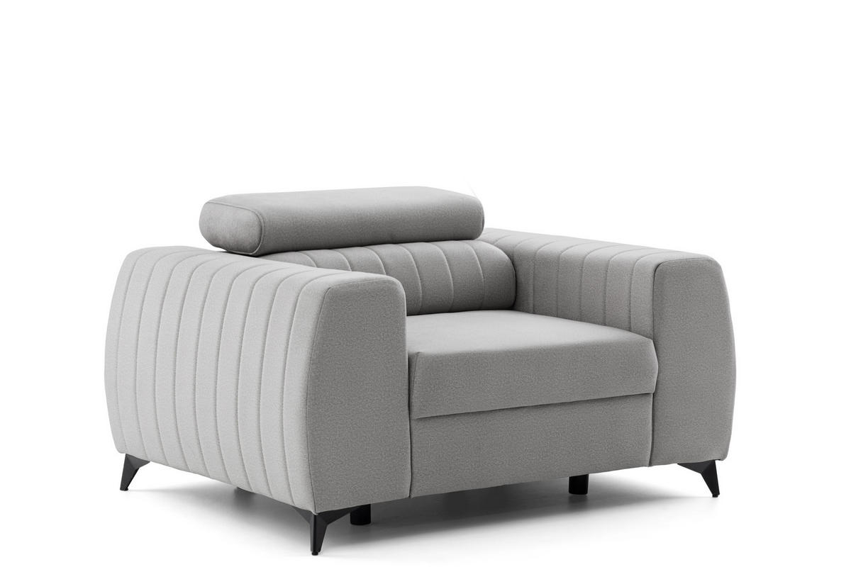 SESSEL PIERO mit verstellbare Kopfstütze Velours Hellgrau - Hellgrau/Schwarz, Holz/Textil (130/90/100cm) - Muffo