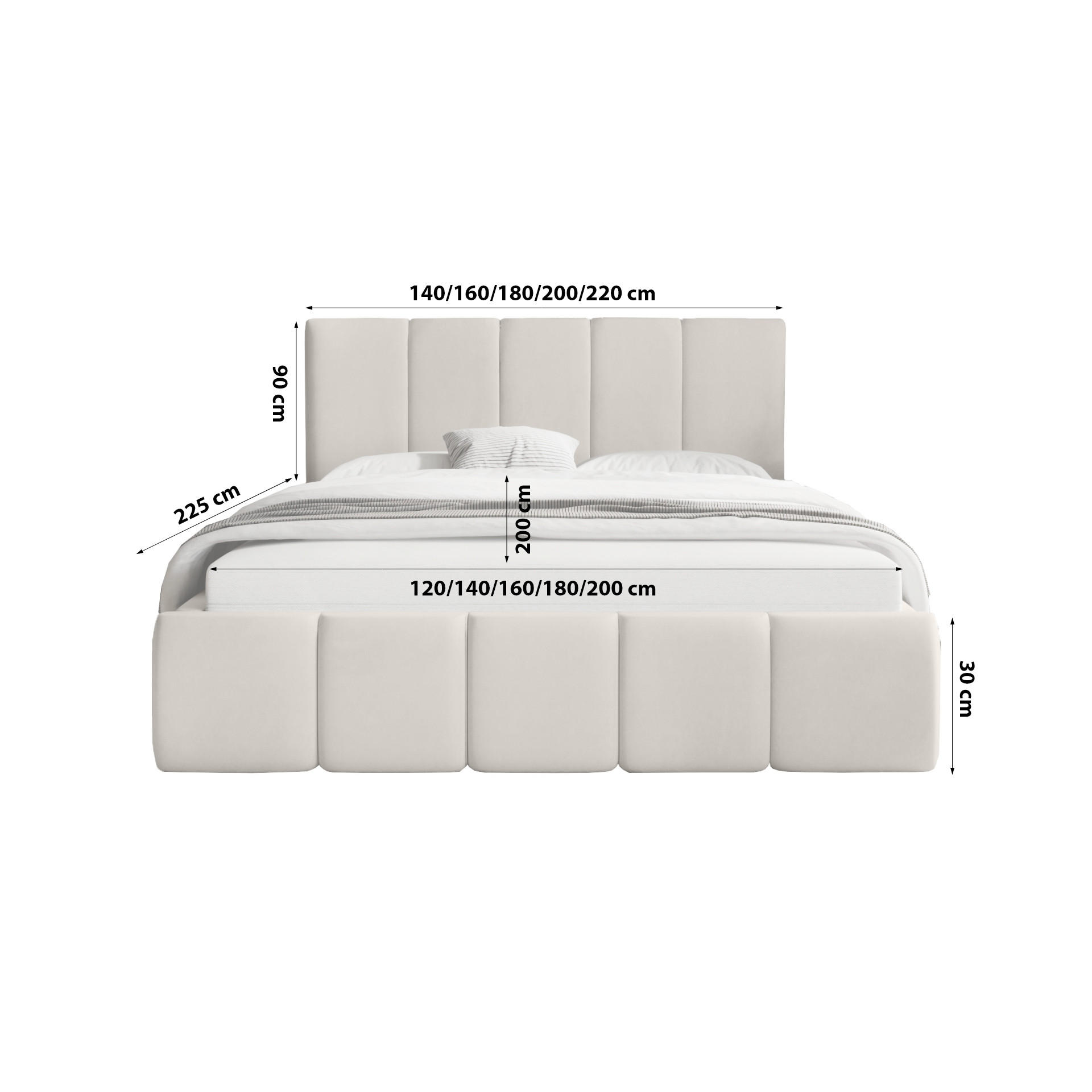 POLSTERBETT mit Kopfstütze Glave 200x200 cm, Beige - Beige, Textil (200/200cm) - Meblito