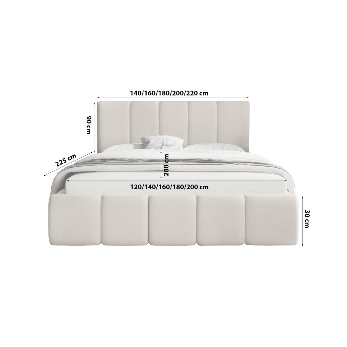 POLSTERBETT mit Kopfstütze Buchel 160x200 cm, Beige - Beige, Textil (160/200cm) - Fedve
