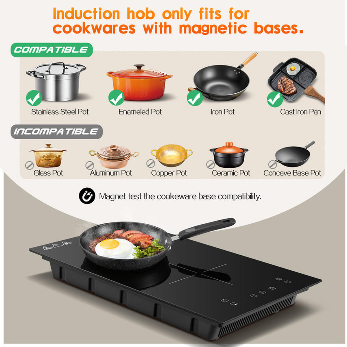 INDUKTIONSKOCHFELD – 2 Zonen, 3300 W, 30 cm, Touch-Control, Booster, Timer, Kindersicherung - Schwarz, Glas (30/7.2/52cm) - Kaket