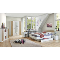 JUGENDZIMMER Rügen in Weiß und Artisan Eiche 7 teilig mit Drehtürenschrank - Weiß, Holzwerkstoff (120/200/80cm)