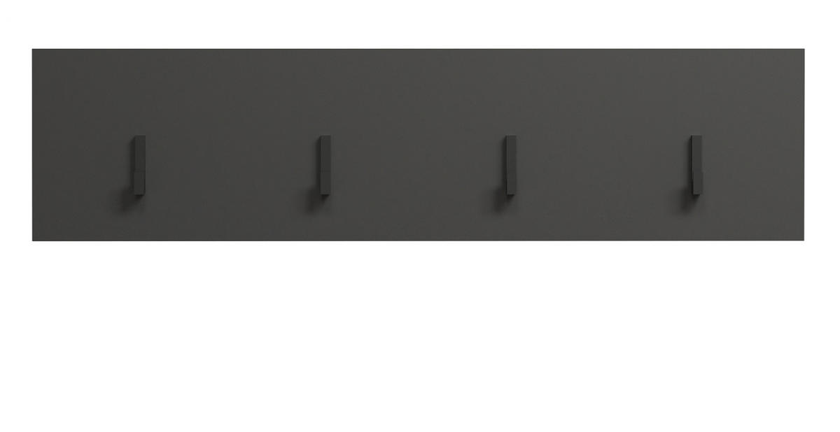 GARDEROBENLEISTE grau 80 x 20 cm, Wandgarderobe mit 4 Haken - Anthrazit/Grau, Holzwerkstoff (6/20/80cm) - Top.Furn