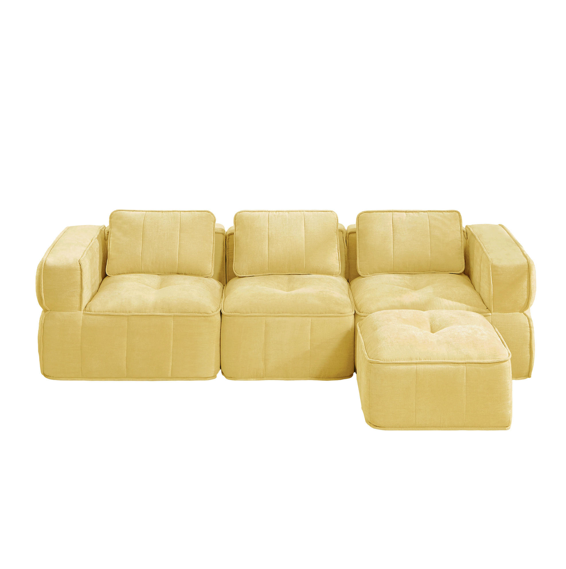 ECKSOFA 271/162/67 cm in Gelb aus Polyester mit Hocker - Gelb, Kunststoff (162/271cm) - Flora Grace