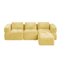 ECKSOFA 271/162/67 cm in Gelb aus Polyester mit Hocker - Gelb, Kunststoff (162/271cm) - Flora Grace