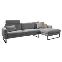 ECKSOFA RICARDA Grau Cord - Schwarz/Grau, Textil/Metall (298/154cm) - KAWOLA