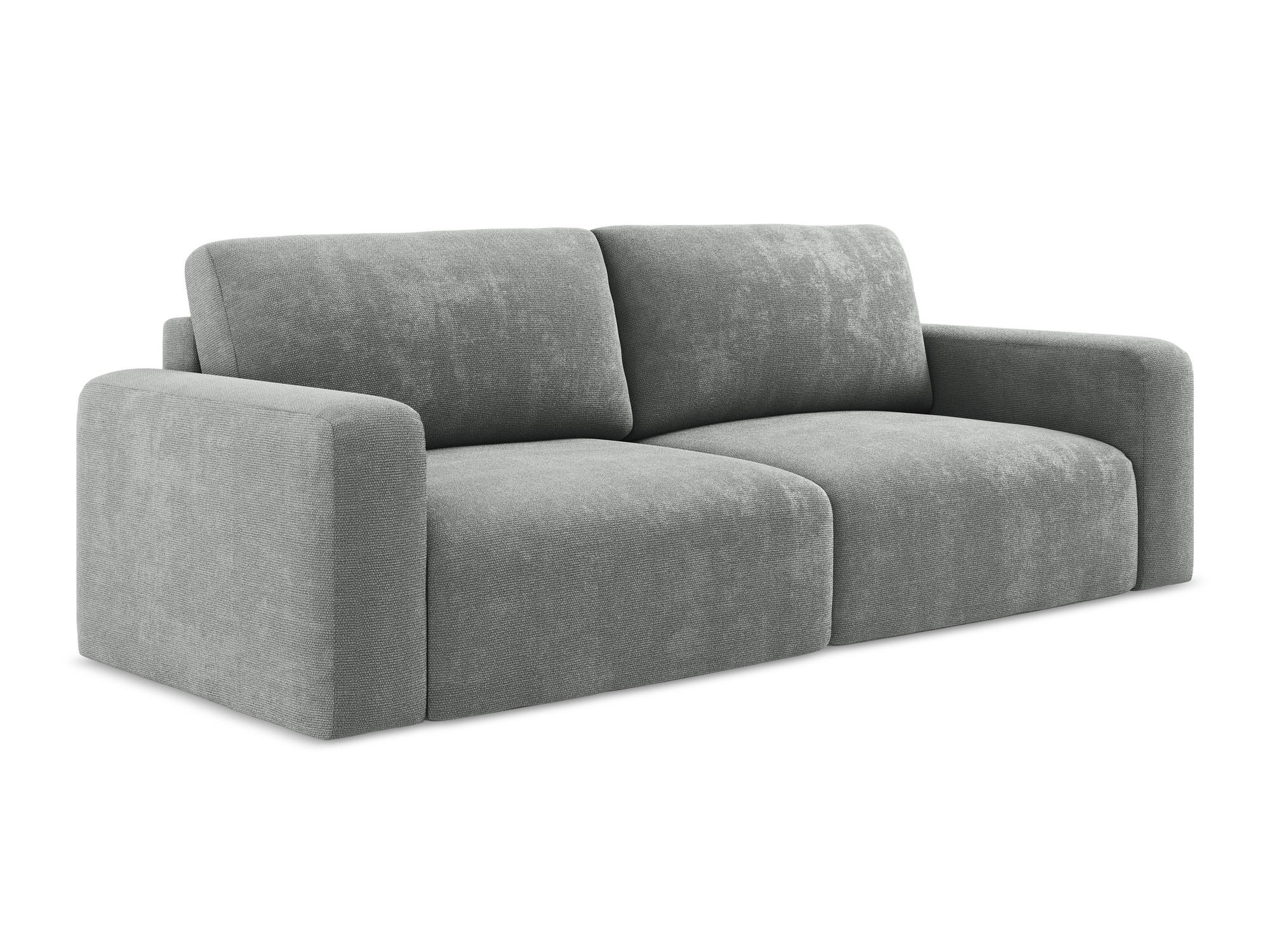 3-SITZER SOFA mit Schlaffunktion Chenille Stoff Grau - Blau/Schwarz, Kunststoff/Textil (244/79/102cm) - Makamii