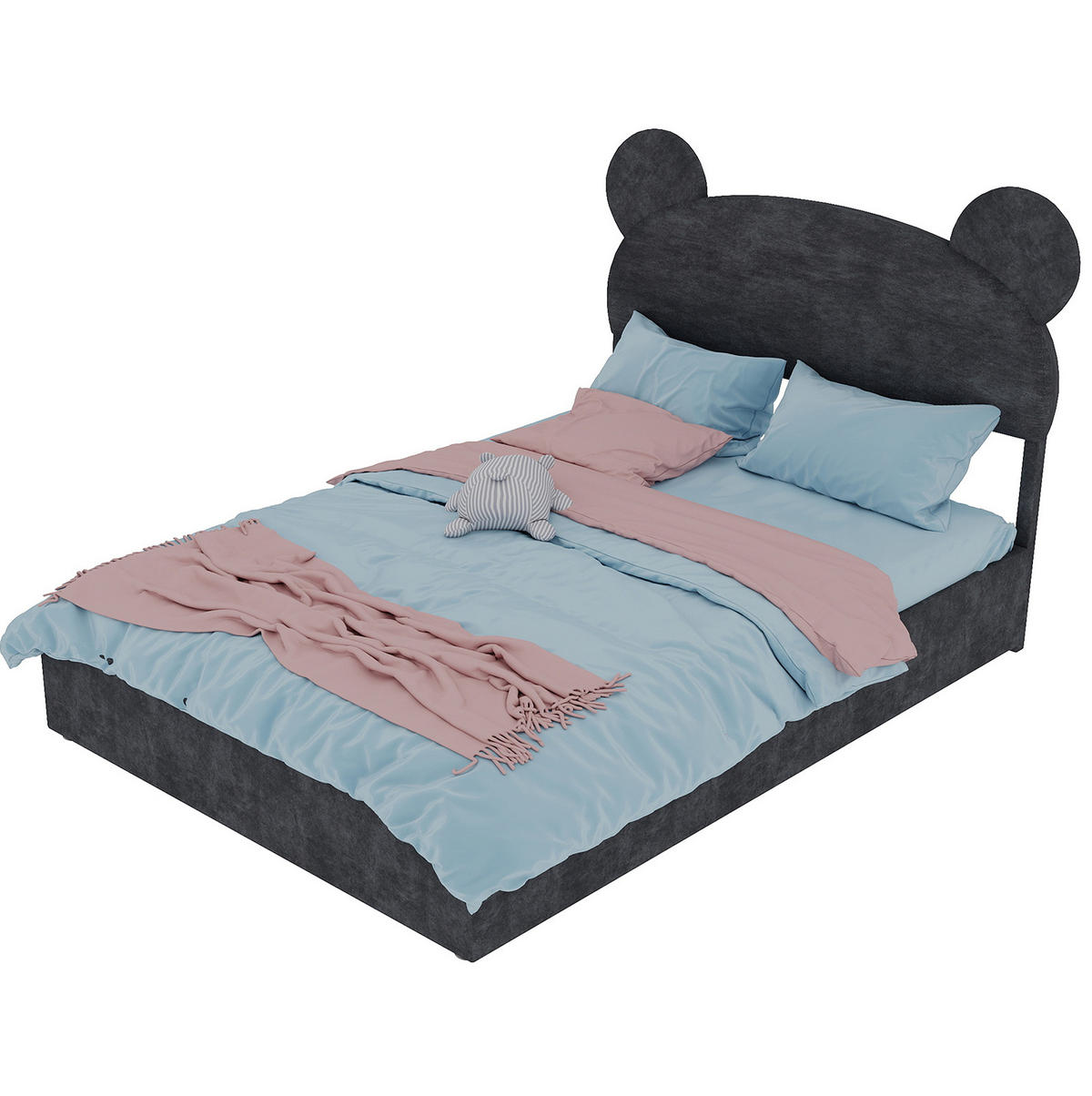 ČALÚNENÁ posteľ 140/200 cm sivá z látky a kovu s úložným priestorom a plynovým zdvihom - sivá, textil (140/200cm) - OKWISH