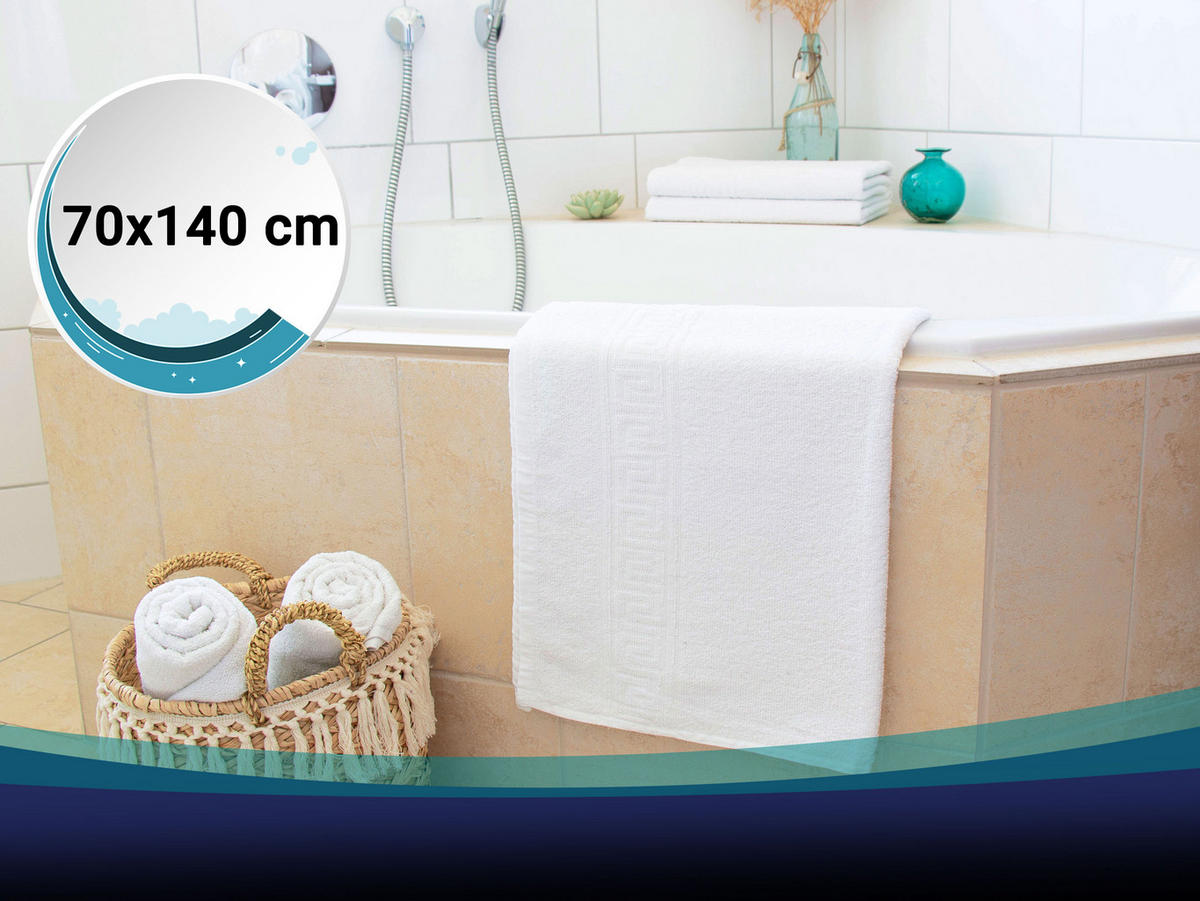 DUSCHTÜCHER, 5er-Set, 70x140 cm, 80% Baumwolle, 20% Polyester, Weiß - Weiß, Naturmaterialien (70/140cm) - Zollner