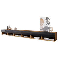 TV-LOWBOARD A300 - Schwarz Hochglanz/Eiche Wotan, Holzwerkstoff (300/32/33cm) - MIRJAN24