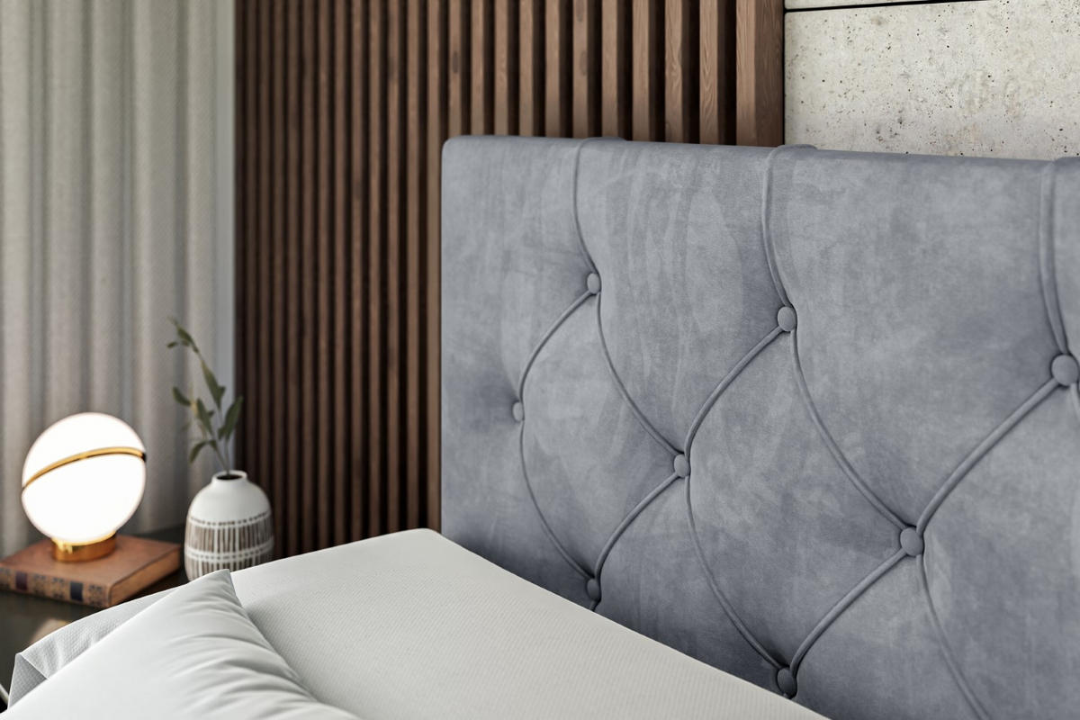 BOXBETT mit Matratze H3 und Lattenrost - MIRAGE - 200x200 Grau - Grau, Holzwerkstoff (200/200cm) - ALTDECOR