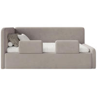 KINDERBETT Fanko Samt Graubeige 90x200 cm - Taupe/Schwarz, Kunststoff/Textil (90/200cm) - Selsey