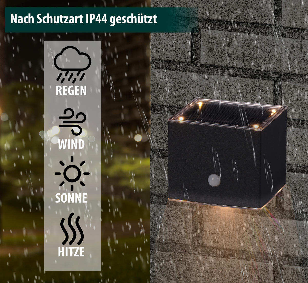 LED-SOLAR-WANDLEUCHTE - warmweiß mit Bewegungsmelder und Up & Down-Technik für Eingangsbereiche und Terrassen, 1er-Set - Weiß, Metall (8.4/9.4/8cm) - Northpoint