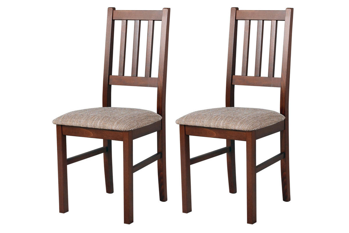 STUHL Bos 4 (2er Set) - Walnussfarben/Braun, Holz (43/94/40cm) - Leaf Design