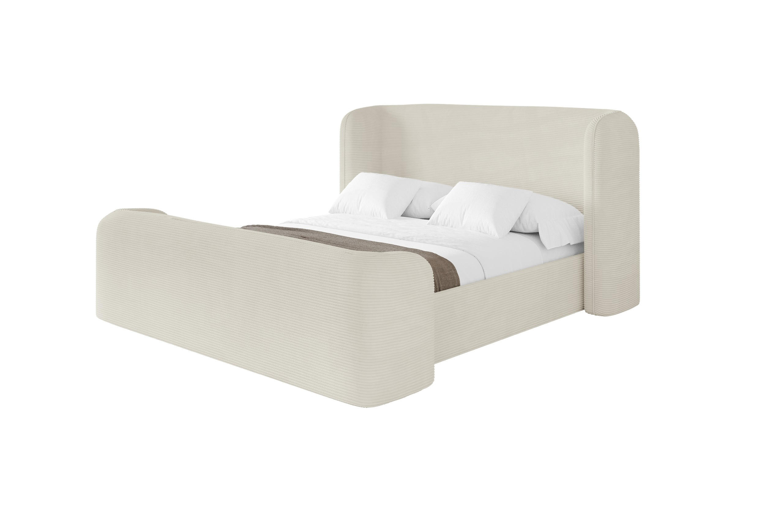 POLSTERBETT mit Bettkasten, Fußteil und Lattenrost, Boxbett ohne Matratze - ESTI-Z 180x200 Creme - Creme, Holzwerkstoff/Textil (180/200cm) - ALTDECOR