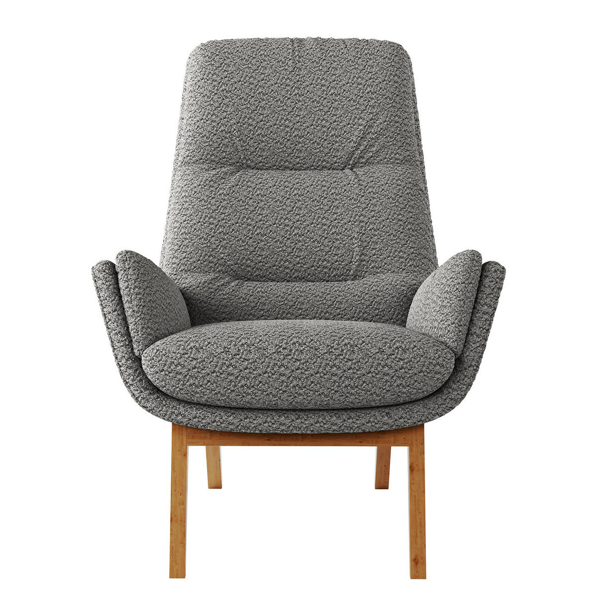 SESSEL mit Holzfüssen - Eichefarben/Grau, Eichenholz/Holz (83/95/97cm) - home24