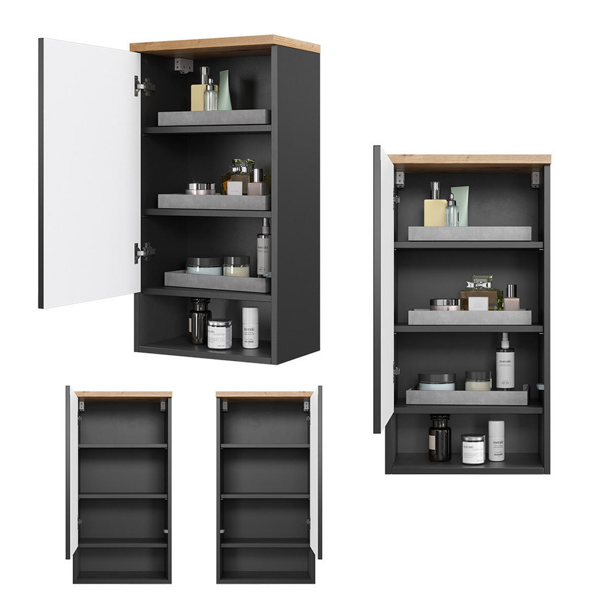 BADSCHRANK Eden Anthrazit 40 x 77.5 cm - Anthrazit, Holzwerkstoff (40/77.5/27cm) - Vicco
