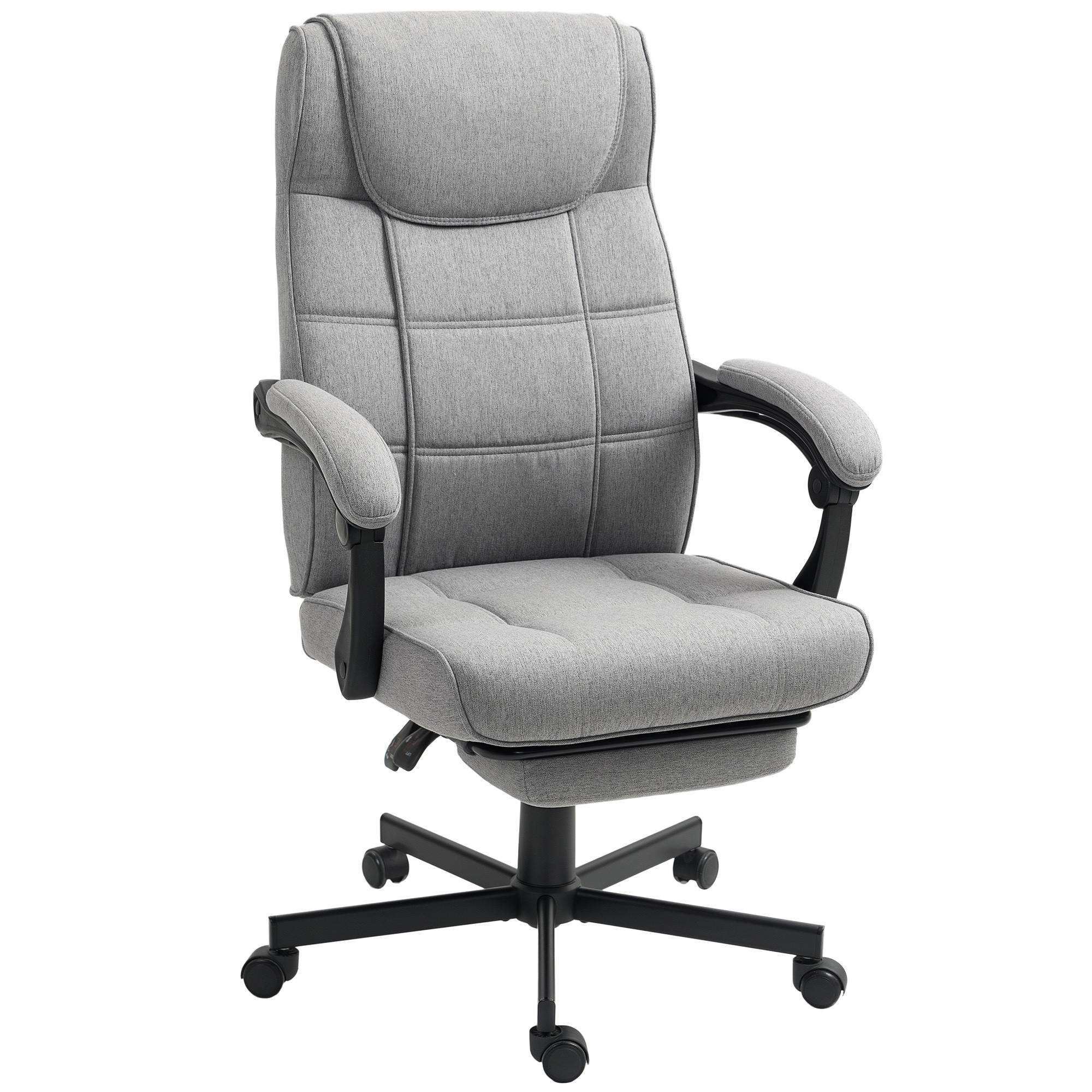 BÜROSTUHL mit Massagefunktion Ergonomischer Chefsessel mit Liegefunktion - Grau, Kunststoff (65/117/70cm) - HOMCOM