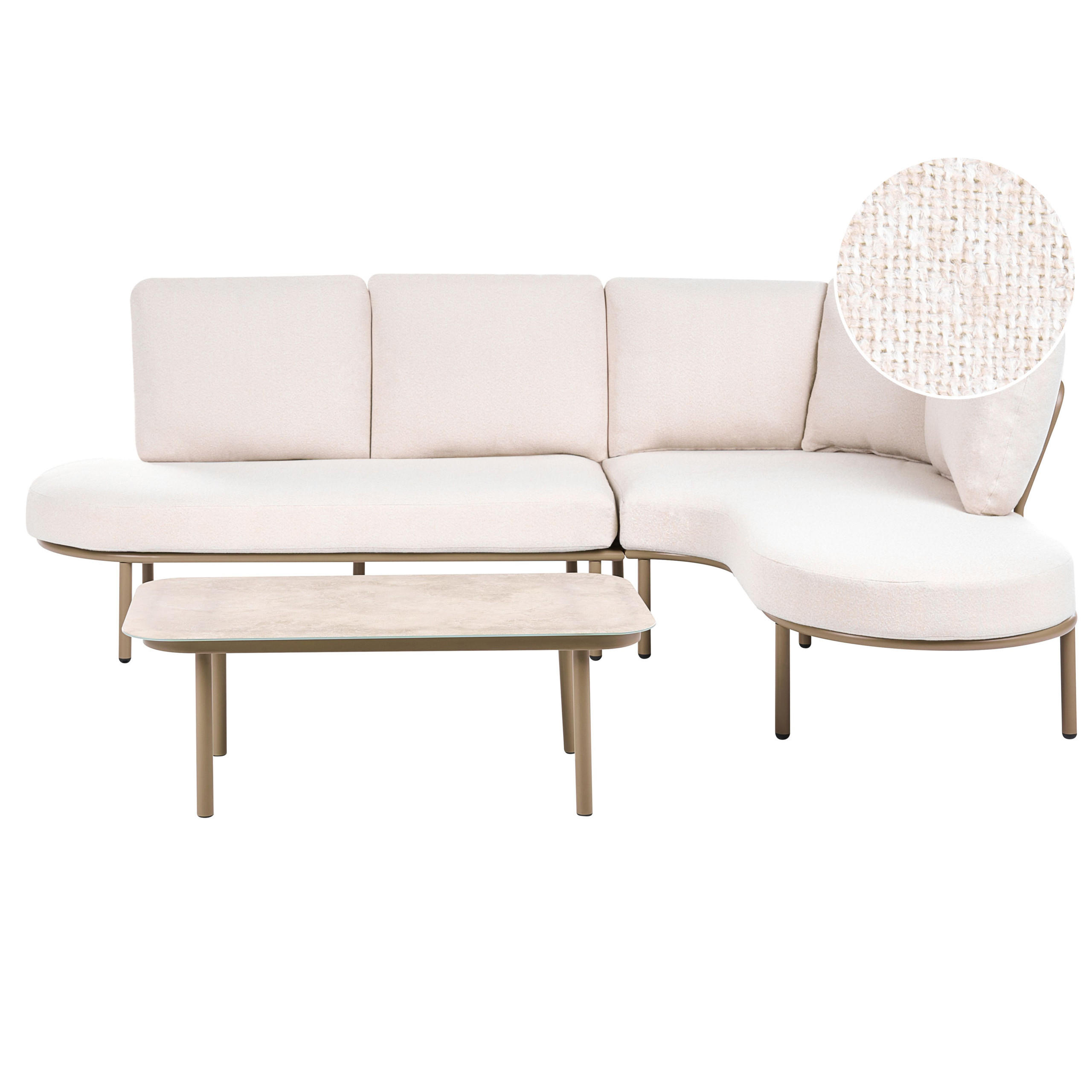 GARTENSOFA mit Tisch 4-Sitzer Metall Braun Pollina - Beige/Braun, Metall (238/77/162cm) - Beliani