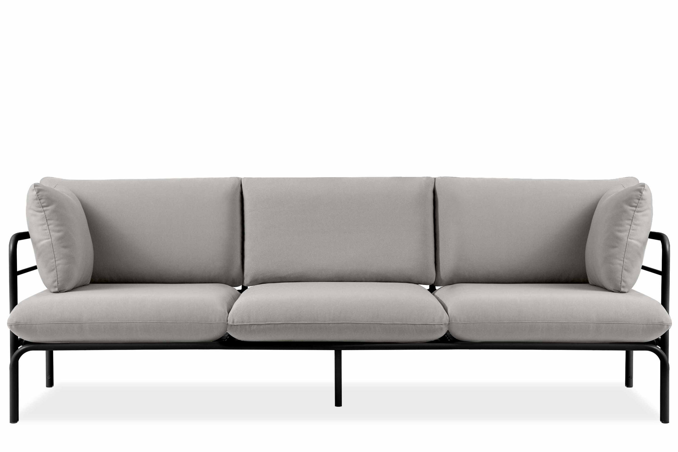 GARTENSOFA RAMBE 3-Personen mit Kissen, Anthrazit/Hellgrau - Dunkelgrau/Hellgrau, Textil/Metall (225/80/80cm) - KONSIMO®