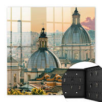 SCHLÜSSELBOX Schwarz 30x30 cm- Türöffnung nach rechts - Stadtpanorama - Beige, Metall (30/30/5cm) - TULUP